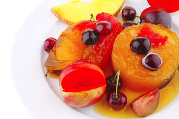 fruit icecream and raw fruits