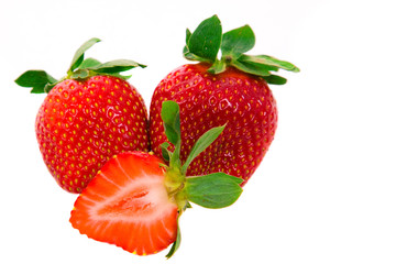 Strawberries isolated over white background, studio shot
