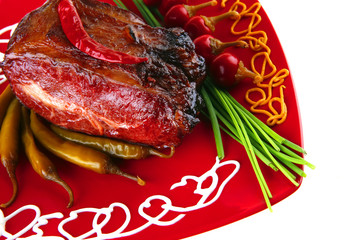 red meat and peppers