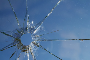 Glass  broken  cracks  splinters