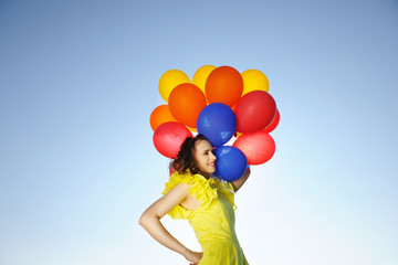 Woman with balloons