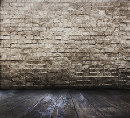 room with brick wall