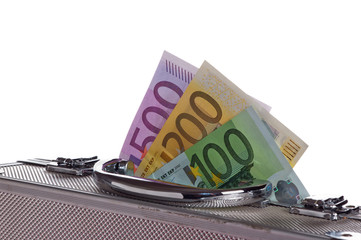 Metallic case full of Euro