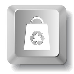 Obraz premium Bag with recycle symbol. Vector computer key.