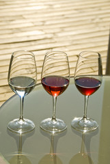 glasses of red and white wine