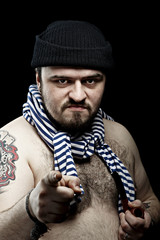 Portrait of sailor with tobacco-pipe