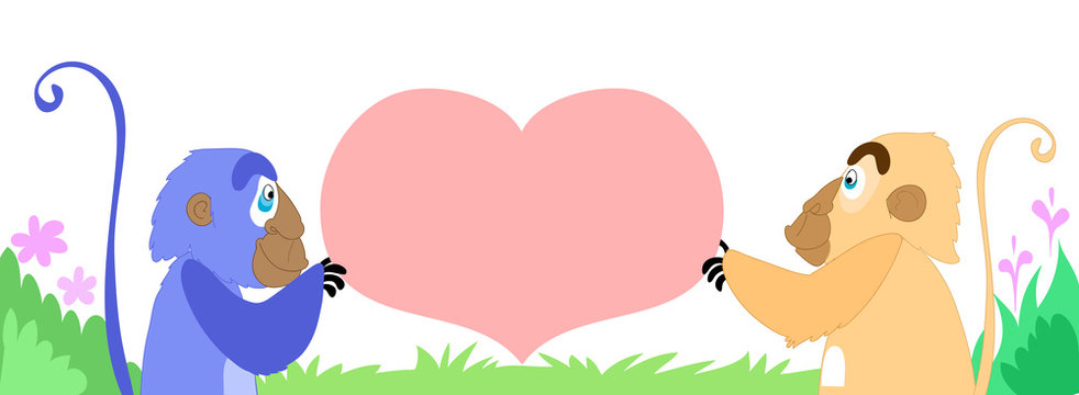 Babbuini con messaggio a forma di cuore