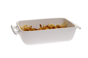 casserole on white background