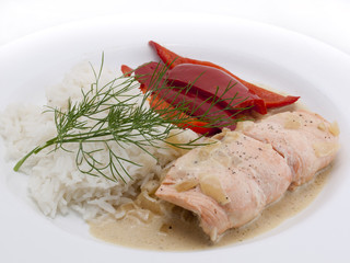 Lachs mit Paprika unf Dill