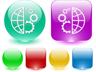 Globe and gear. Vector interface element.