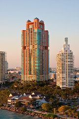 Rose Colored Condo Tower Rising in Morning Light