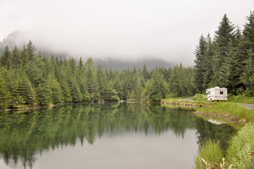motor home passing pond