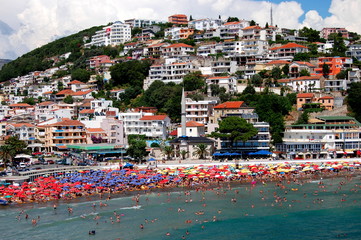 Beach in Ulcinj, Montenegro - obrazy, fototapety, plakaty
