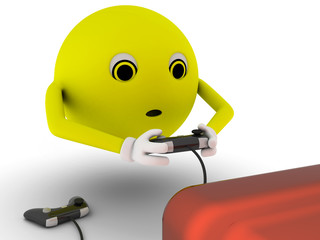 ballguy - playing video game © norman blue