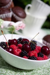 summer berries on garden table