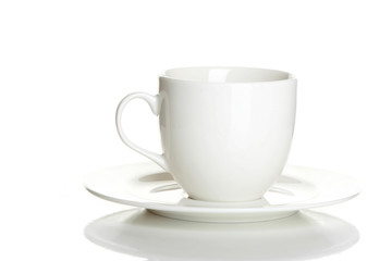 Cup with a saucer on a white background