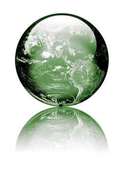 Earth As Green Glass Globe