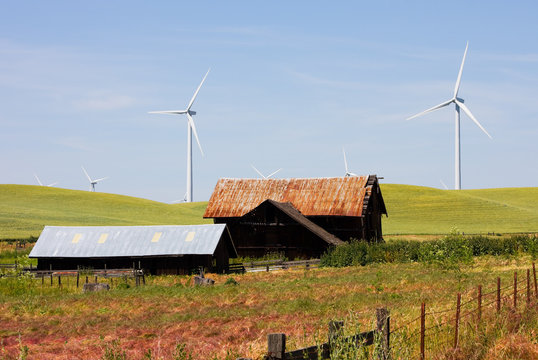 Wind turbines and old house/barn