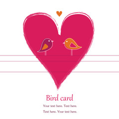 Romantic  card with birds in love