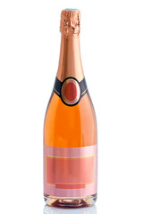 Bouteille de Champagne rosé avec étiquette vierge