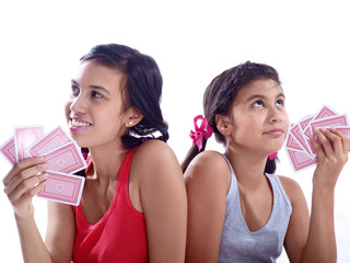 girls playing cards