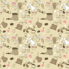 seamless doodle coffee pattern