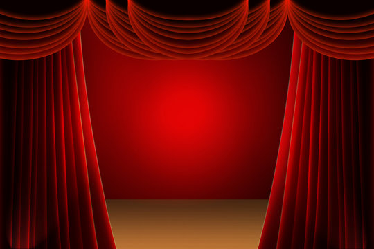 red stage curtain