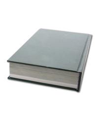 Large green book on white background