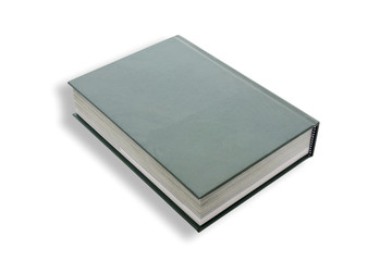 Large green book on white background