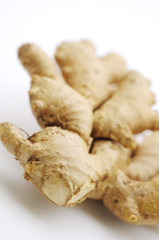 Ginger root on white background