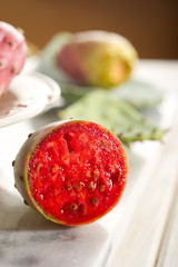 slice prickly pear fruit  - fichi d'india