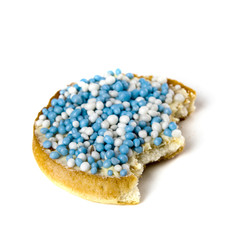 rusk with blue and white mice