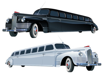 Vector long vintage limo