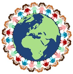 Kinder im Kreis auf der Welt