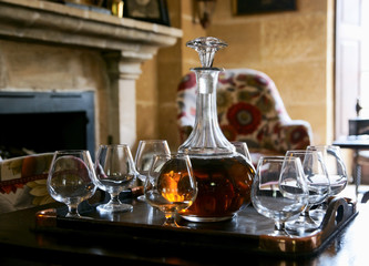 Table served with cognac