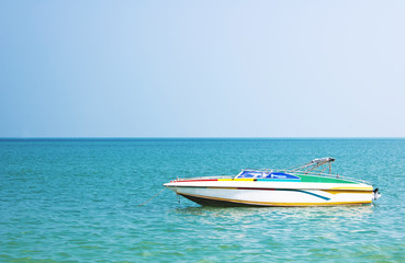 Colored vintage motorboat