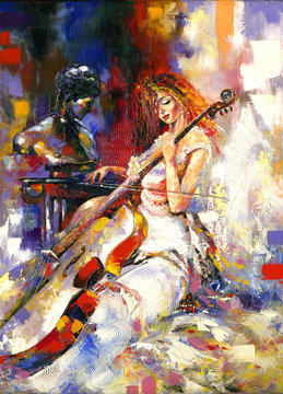 The girl and a violoncello