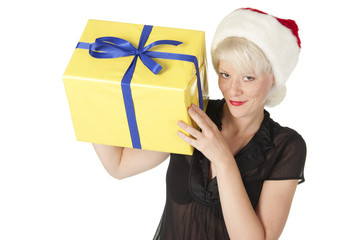 Model playing santa claus