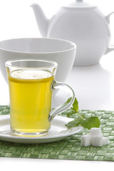 Glass and teapot