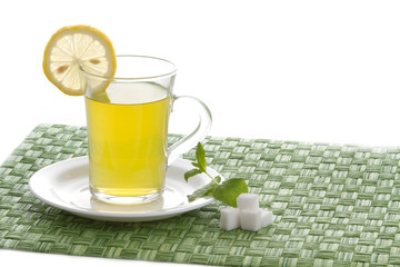 Glass witn tea and lemon