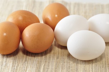 brown and white eggs