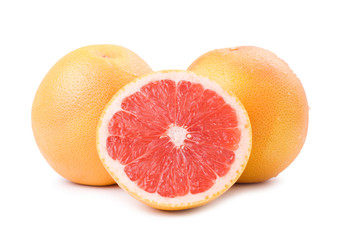 isolated ripe grapefruit and slice