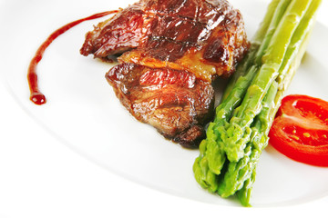 roasted beef served on white