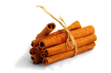 Cinnamon sticks isolated on white background