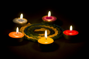 coloured aroma candles