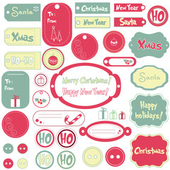 Set of Christmas design frames and stickers