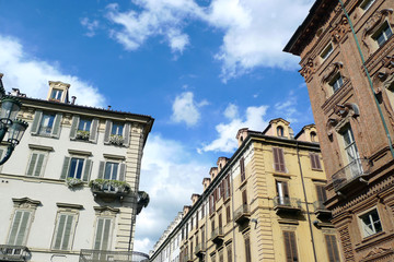Fototapeta na wymiar View of historic palaces in Turin, Italy