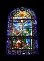 Foto auf Acrylglas Vitrail Cathédrale d'Amiens - Crucifixion du Christ © Patricia W.