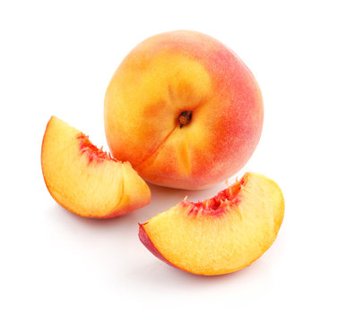 fresh peach fruits with cut
