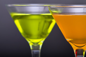 Colorful martini drinks